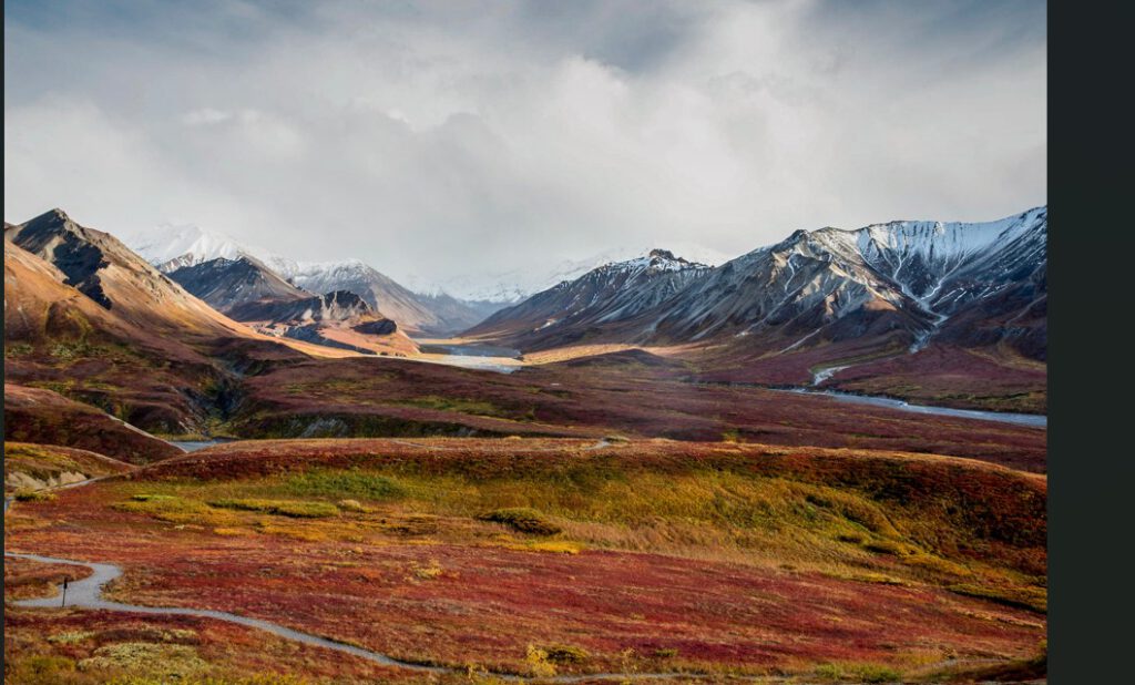 Scenic view of Alaska's tundra landscape in autumn