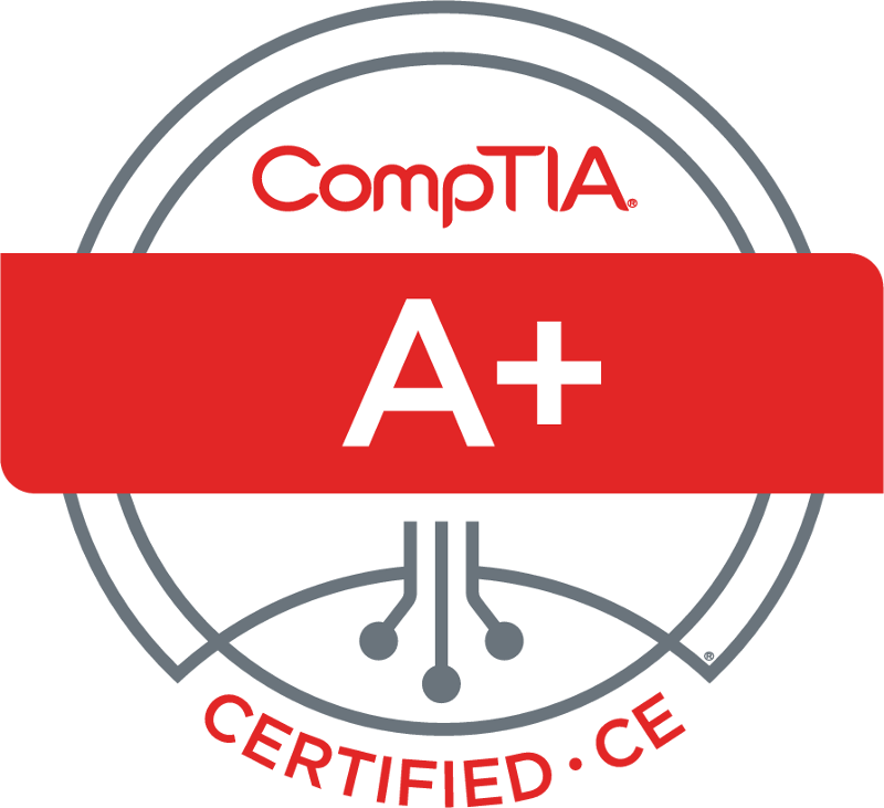 CompTIA A+ Certified CE badge logo representing IT certification